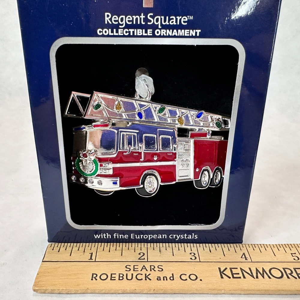 Fire Fighter Christmas Ornament Set of 3 Fire Truck Helmet Fireman Captain NEW - Picture 4 of 16